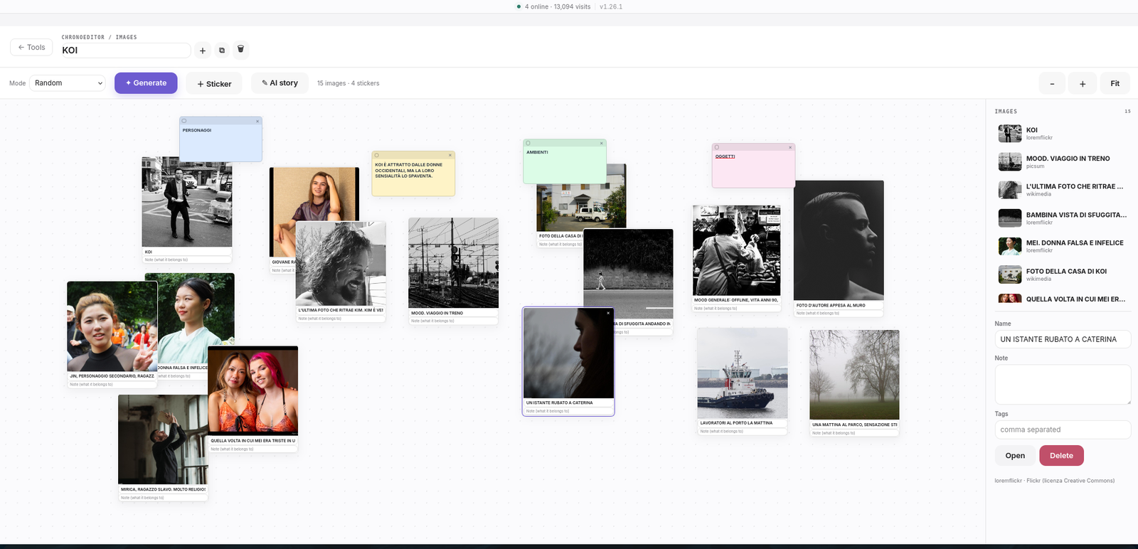 Moodboard con immagini, didascalie e adesivi di testo